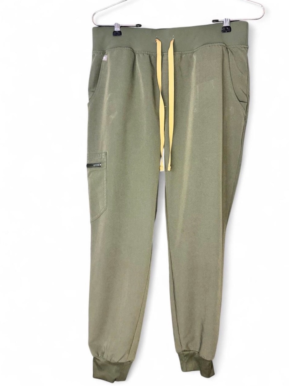 Figs Olive Green Joggers with Yellow Drawstring